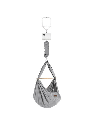 Schmusewolke Federwiege mit Türklammer und Motor Bio Grey Schafwolle Weiß Motor Weiß