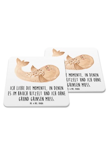 Mr. & Mrs. Panda Untersetzer Kunststoff Robbe Liegen mit Spruch in Weiß
