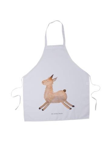 Mr. & Mrs. Panda Schürze Lama Springen ohne Spruch in Weiß