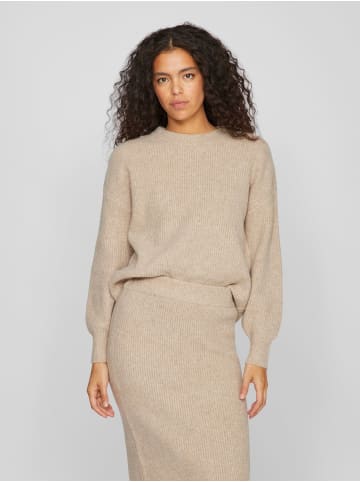 Vila Strickpullover Regular Fit Rundhals weich in Beige