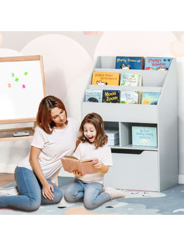 HOMCOM Kinder Bücherregal Grau