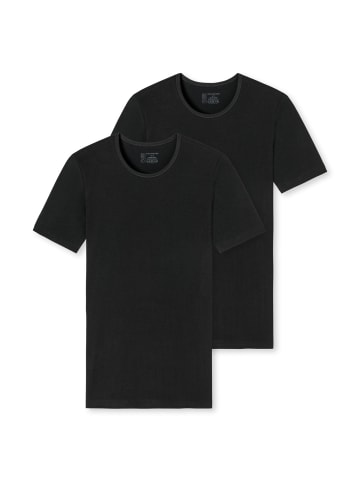 Schiesser T-Shirt 2er Pack in Schwarz