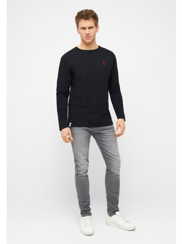Derbe langärmeliges Freizeithemd Basic Kippes in schwarz