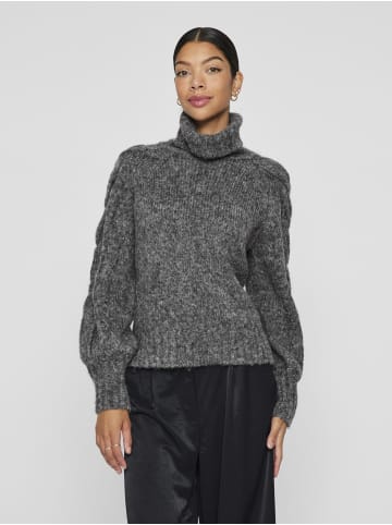 Vila Strickpullover in Dark Grey Melange