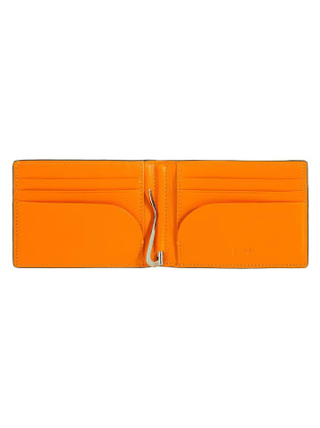 DuDu Up Geldbörse RFID Schutz Leder 11 cm Geldscheinklammer in black-orange