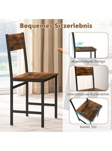 COSTWAY 2er Set Esszimmerstühle in Braun