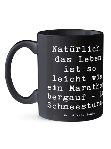 Mr. & Mrs. Panda Teebecher Spruch Leichtigkeit im Leben mit Spruch in Schwarz