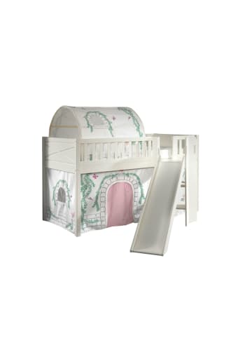 58 aufm Kessel KINDERBETT mit Rutsche Karyl Massivholz Weiß Textilset Birdy 2