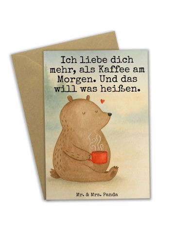 Mr. & Mrs. Panda Klappkarte Bär Morgenkaffee Design mit Spruch in Weiß