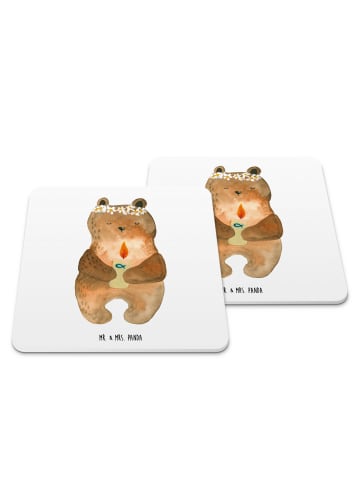 Mr. & Mrs. Panda Glasuntersetzer Bär Kommunion ohne Spruch in Weiß