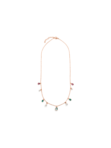 Luxenter necklace in metal alloy and white pearl, finished in 18-K rose gold - Cainhtsi