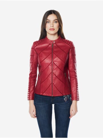 KOROSHI Damen-bikerjacke aus kunstleder in rot