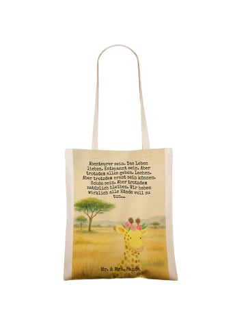 Mr. & Mrs. Panda Tragetasche Giraffe Blumenkranz Design mit Spruch in Weiß