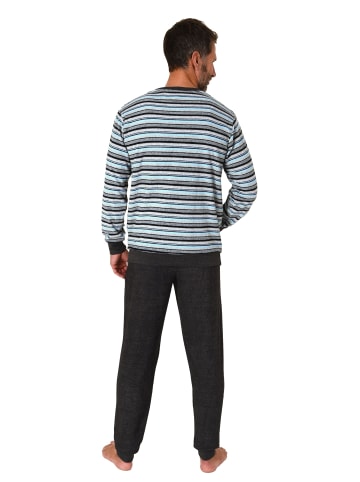 NORMANN langarm Frottee Schlafanzug Pyjama Bündchen - 82257 in hellblau