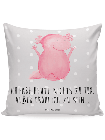 Mr. & Mrs. Panda 40x40 Kissen Axolotl Hurra mit Spruch in Grau Pastell