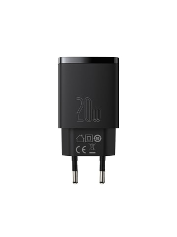 Wisam® Baseus Schnellladegerät 1xUSB 1xType-C 20W 3A Quick Charge 3.0 schwarz