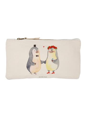 Mr. & Mrs. Panda Kosmetiktasche Pinguin Heirat ohne Spruch in Weiß