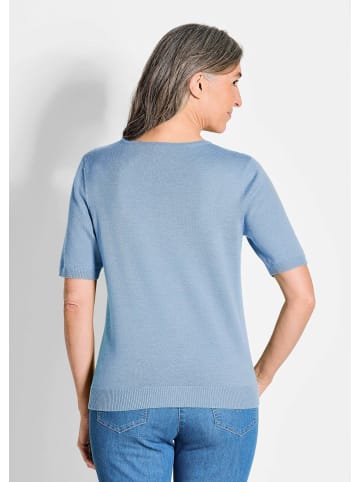 GOLDNER Klassisches Merinowollshirt, Rundhals in türkis