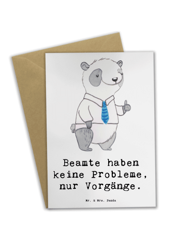 Mr. & Mrs. Panda Klappkarte Beamter ohne Probleme mit Spruch in Weiß