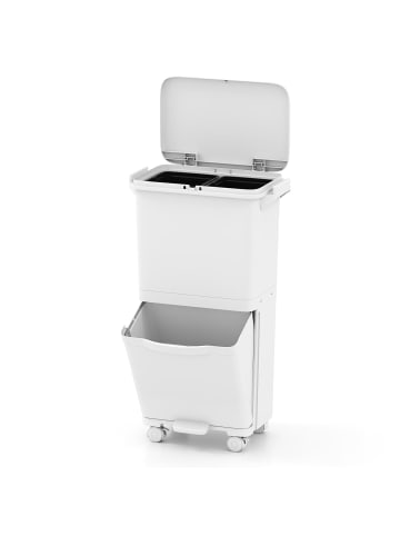 COSTWAY Mülleimer 3 Fächer in Weiß