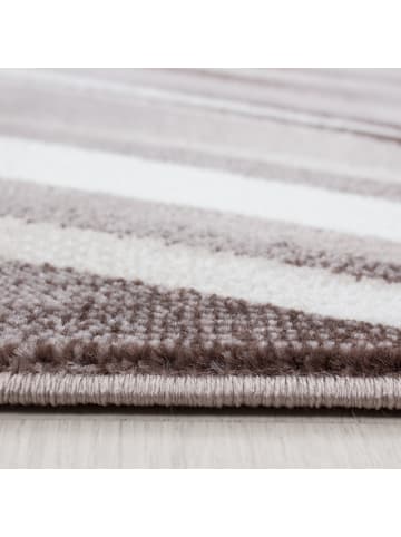 KADIMA DESIGN Teppich Kurzflor Waschbar Wellen DRAU Strapazierfähig OEKO-TEX in Braun