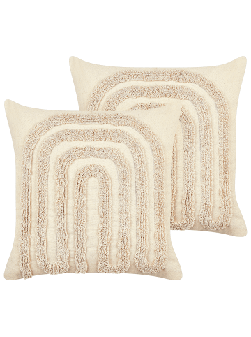 Beliani 2er-Set Dekokissen TATSOI in Beige