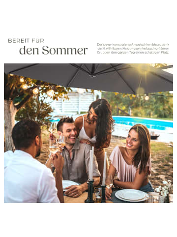 tectake Sonnenschirm mit Winddach, UV-Schutz 50+, Inkl. Schutzhülle | Ø 300 cm