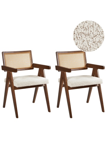 Beliani 2er-Set Esszimmerstuhl AVA in Beige/Braun
