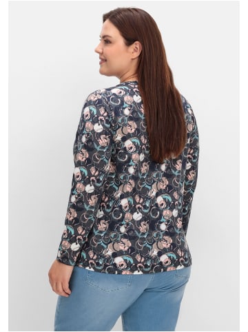 sheego Langarmshirt in anthrazit gemustert