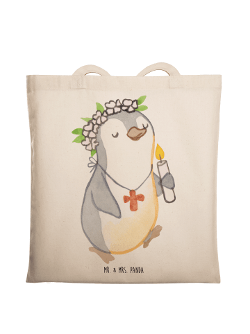 Mr. & Mrs. Panda Shopper Bag Pinguin Kommunion ohne Spruch in Creme