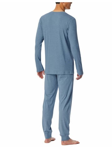 Schiesser Pyjama lang für Herren in blau