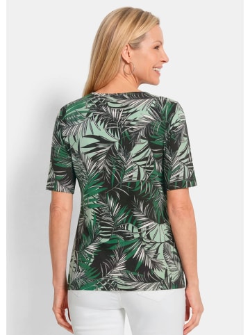GOLDNER Viskoseshirt mit Palmenprint in dunkelgrün / gemustert