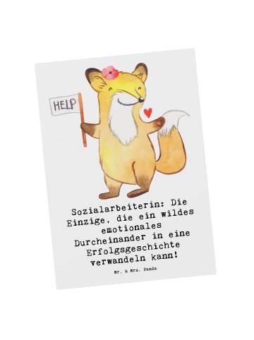 Mr. & Mrs. Panda Postkarte Sozialarbeiterin Erfolg mit Spruch in Weiß