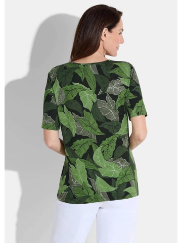 GOLDNER Shirt in grün / schwarz / weiß / gemustert