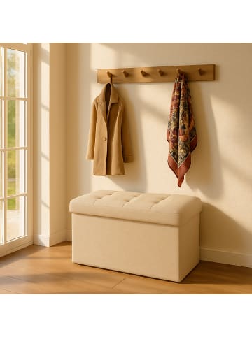 relaxdays Sitzbank in Beige - (B)76 x (H)38 x (T)38 cm