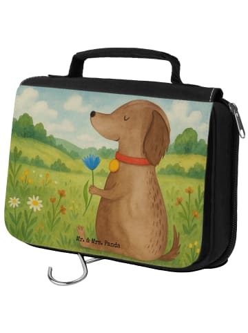 Mr. & Mrs. Panda Toilettentasche Hund Blume Design ohne Spruch in Weiß