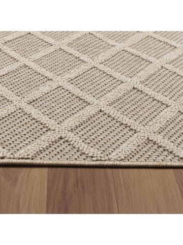 KADIMA DESIGN Teppich Outdoor Flachgewebe Rauten-Muster Polypropylen Balkon in Beige