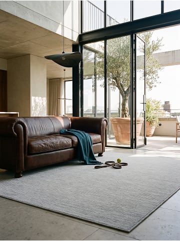 KADIMA DESIGN Teppich Kurzflor Streifen pflegeleicht Wohnzimmer Schlafzimmer Flur in Grau