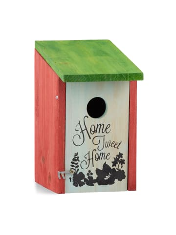 relaxdays Nistkasten in Rot/ Grün - (B)12x (H)22 x (T)15 cm
