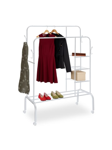 relaxdays Kleiderständer auf Rollen in weiß - (B)110 x (H)154 x (T)55 cm