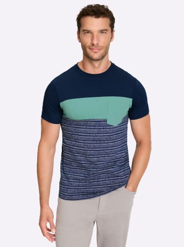 WITT WEIDEN Kurzarmshirt in dunkelblau-salbei-gestreift