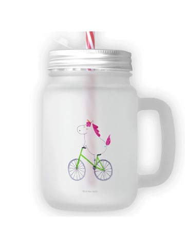 Mr. & Mrs. Panda Trinkglas Mason Jar Einhorn Radfahrer ohne Spruch in Transparent