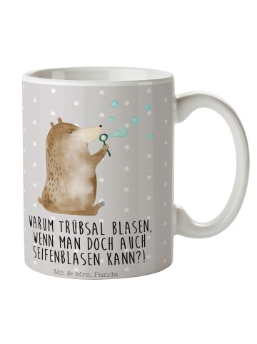 Mr. & Mrs. Panda Tasse Bär Seifenblasen mit Spruch in Grau Pastell