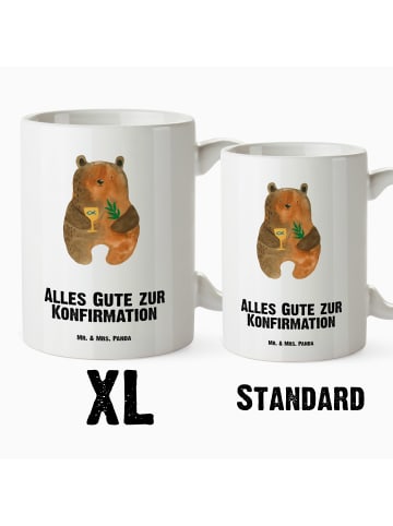Mr. & Mrs. Panda Keramikbecher Bär Konfirmation mit Spruch in Weiß