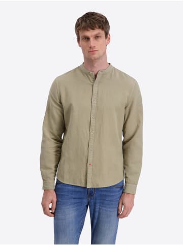 Timezone Langarm Hemd Stehkragen Knopfleiste Casual in Khaki