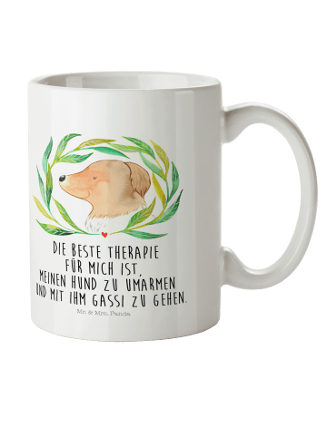 Mr. & Mrs. Panda Kindertasse Hund Blumen mit Spruch in Weiß