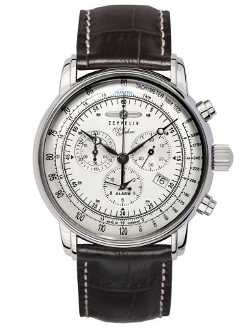 Zeppelin Graf Zeppelin Chronograph Herrenuhr Silber / Braun