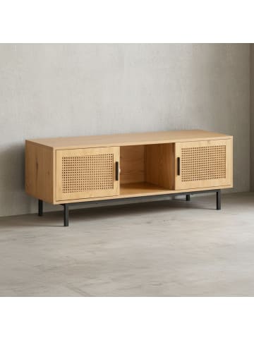 KADIMA DESIGN Lowboard Eiche-Dekor mit Wiener Geflecht 120x45,5x40 cm TV-Kommode