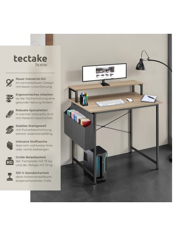 tectake Schreibtisch Thornton 120 x 60 x 110 cm, Industrial Holz hell, Eiche Sonoma