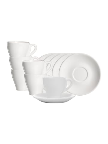 Ritzenhoff & Breker 6er Set Kaffeetassen mit Untertassen Bari 150 ml in weiß